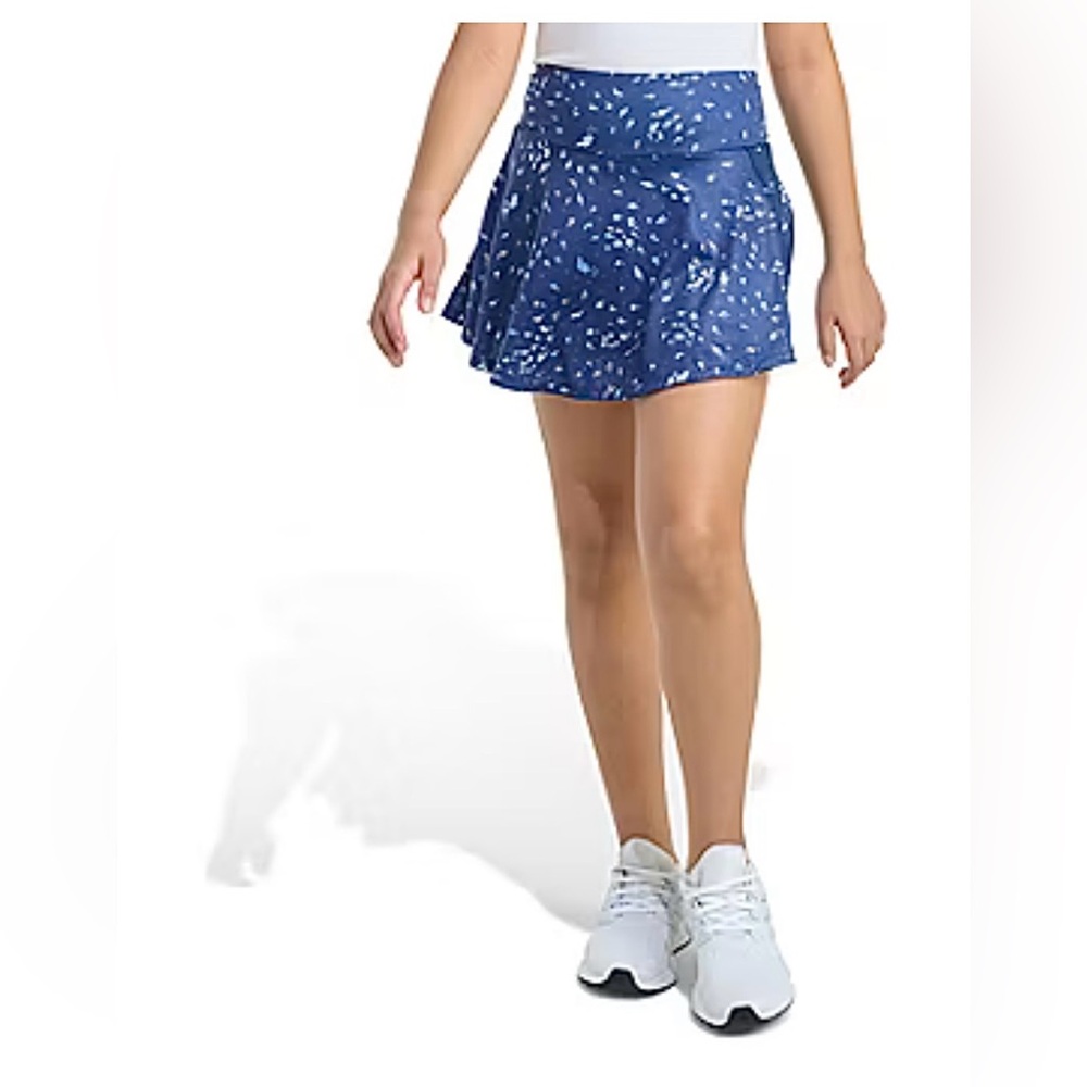 NWT Adidas Big Kid Girls Mid Rise Slim Fit Multi Blue Floral Skort Size Large 14